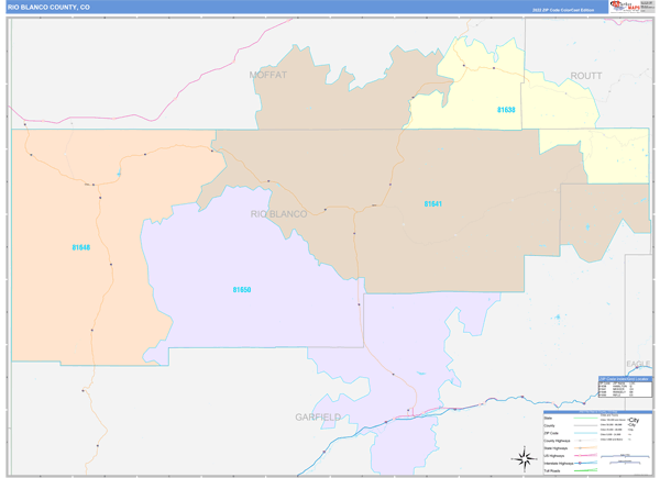 Rio Blanco County Digital Map Color Cast Style